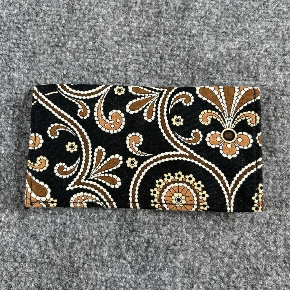 Y2K  Vera Bradley Checkbook Wallet Black Brown Paisley Boho Preppy‎